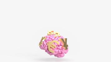 il rosa cervello e oro i soldi simbolo per attività commerciale concetto 3d interpretazione foto
