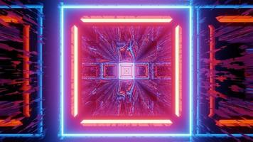 illustrazione 3d di luci al neon di forma quadrata foto