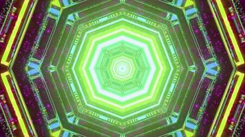 3d illustrazione del labirinto a forma di esagono con illuminazione al neon foto