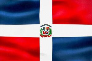 bandiera della repubblica dominicana - bandiera sventolante realistica in tessuto foto