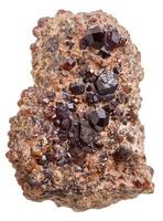 pezzo con andradite melanite, granato cristalli foto