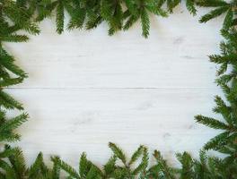 Natale albero rami su bianca di legno struttura pronto per il tuo design foto