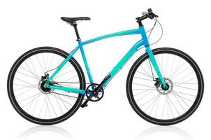 nuovo blu bicicletta isolato su un' bianca foto