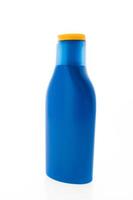 bottiglia cosmetica blu vuota foto