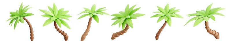 palma albero 3d rendere - tropicale pianta con verde le foglie e Marrone tronco per spiaggia vacanza e estate viaggio concetto. foto