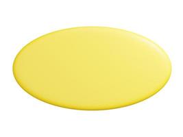 bandiera piatto 3d rendere - ovale sagomato giallo placca con vuoto spazio per testo per promozione e pubblicità manifesto. foto
