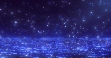 astratto sfondo di blu raggiante caduta particelle e magico energia onde foto