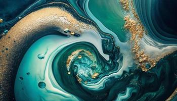 marmorizzato blu e oro oceano arte ispirato di oceano onde foto