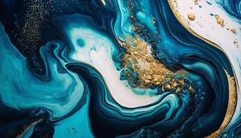 marmorizzato blu e oro oceano arte ispirato di oceano onde foto