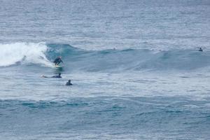 giovane atleti praticando il acqua sport di fare surf foto