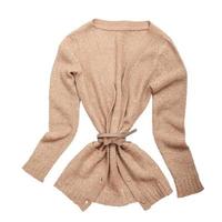 femmina beige maglione isolato su bianca. superiore Visualizza foto