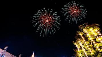 celebrazione dei fuochi d'artificio nel cielo scuro foto