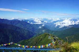 Visualizza di zuluk villaggio a partire dal orizzonte con montagna gamma a seta itinerario sikkim foto