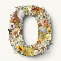 lettera o fatto di fiori e le foglie. fiore font concetto, creato con generativo ai foto