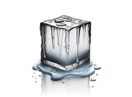 ghiaccio cubo gocciolante, su il bianca sfondo, creato con generativo ai foto
