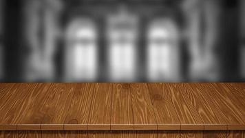 realistico legna tavolo superiore davanti Visualizza 3d rendere con un' sfocato sfondo foto