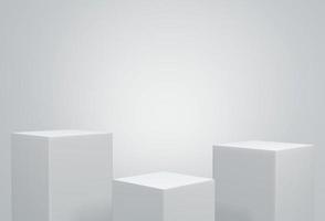 vuoto bianca podio.3d Schermo podio su bianca background.stand minimo modello per presentazione.abstract bianca sfondo concetto.geometrico piattaforma mostrare cosmetico prodotto.fase vetrina.3d interpretazione foto
