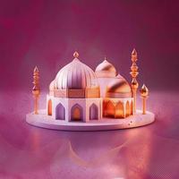 Ramadan kareem 3d moschea e lampada Immagine per sociale media bandiera design foto