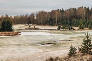 vista invernale da un campo da golf in Svezia