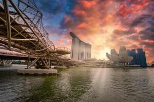 Singapore città orizzonte di attività commerciale quartiere centro nel tramonto. foto