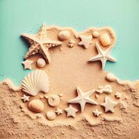 conchiglie sfondo su sabbia - ai generato Immagine foto
