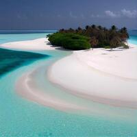 Maldive bianca sabbia spiaggia e blu trasparente oceano - ai generato Immagine foto