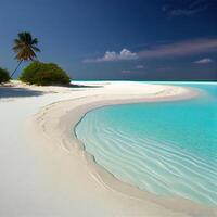 Maldive bianca sabbia spiaggia e blu trasparente oceano - ai generato Immagine foto