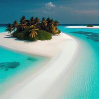 Maldive bianca sabbia spiaggia e blu trasparente oceano - ai generato Immagine foto