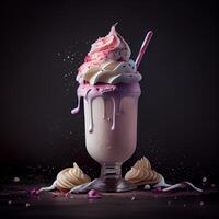 elegante bellissimo fruttato frappè, cioccolato far cadere spruzzi - ai generato Immagine foto