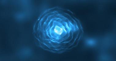 astratto blu energia il giro sfera raggiante con particella onde hi-tech digitale Magia astratto sfondo foto