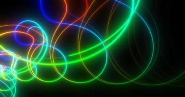 astratto multicolore arcobaleno neon energia laser Linee volante su un' nero sfondo foto