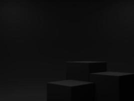 3d interpretazione elegante minimo nero rettangolare podio sfondo foto