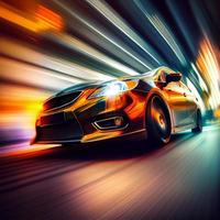 auto da corsa a alto velocità, sfocato sfondo - ai generato Immagine foto