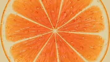 giallo o maturo dolce o acida singolo affettato pezzo arancia con acqua gocce vicino su macro fotografia foto