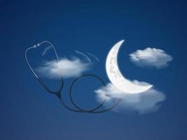 foto stetoscopio con Luna contento Ramadan, contento eid, islamico saluto, islamico Luna, islamico design e eid mubarak concetto.