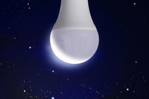 leggero lampadina Luna contento eid, Ramadan mubarak, islamico Luna, mezzaluna blu notte sfondo foto