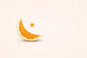 Luna forma arancia contento Ramadan, contento eid, mezzaluna di Ramadan, islamico Luna, Ramadan kareem e islamico design astrazione. foto