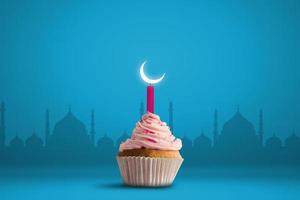 foto Cupcake contento Ramadan, contento eid, mezzaluna di Ramadan, islamico Luna, eid mubarak e Ramadan invito astrazione.