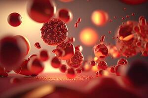 macro tiro di rosso sangue cellule nel arteria. creato con generativo ai foto