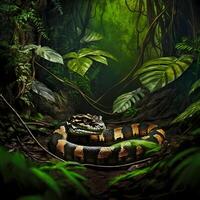 tigre serpente habitat. ai generato foto