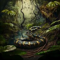 tigre serpente habitat. ai generato foto