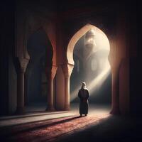 musulmano preghiera a moschea. ai generato foto