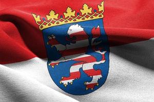 illustrazione 3d La bandiera dell'Assia è una regione della Germania. salutando foto