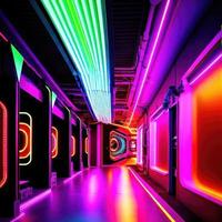 futuristico sci fi neon sfondo città , generativo arte di ai