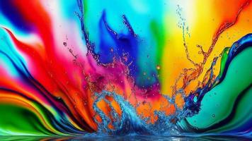 astratto colorato spruzzo su acqua onda, generativo arte di ai foto