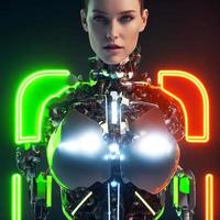 futuristico bio cyborg androide meccanico umano , generativo arte di ai foto