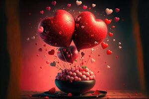 ai generato dolci dolce e cuore palloncini celebrare San Valentino tema. foto