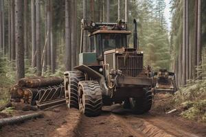 cavo slittatore traino logs nel foresta foto