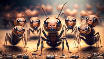 energia di formica capo, lavoro di squadra concetto, generativo ai foto