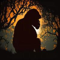 scimmia silhouette ai generato foto